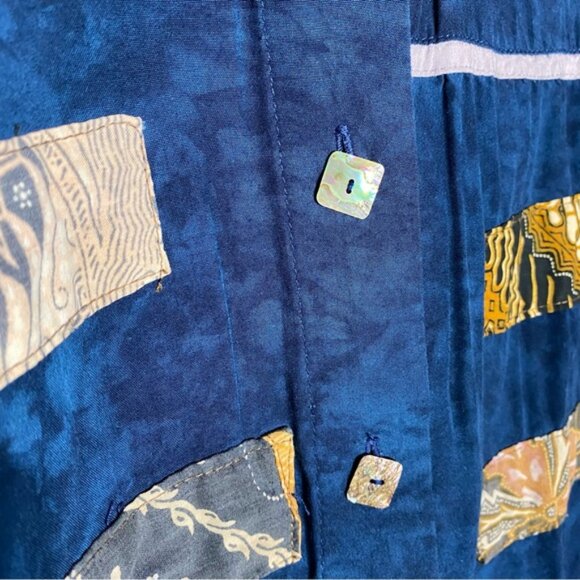 Vintage Nativewear Designs Blue Stonewash Long Sleeve Button Up Blouse M - Picture 10 of 16